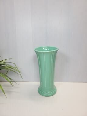 Vintage Fiesta Sea Mist Green Ceramic Medium Fluted Flower Vase Homer Laughlin